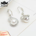 Carat Party Women Rhinestone Big Faux Pearl Necklace Hook Earrings Set Fashion Jewelry. 