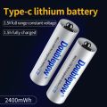 1.5V Type C 2400mWh lithium Li-Ion 1.5 volt battery size aa rechargeable battery with Micro Type C- 2pcs. 