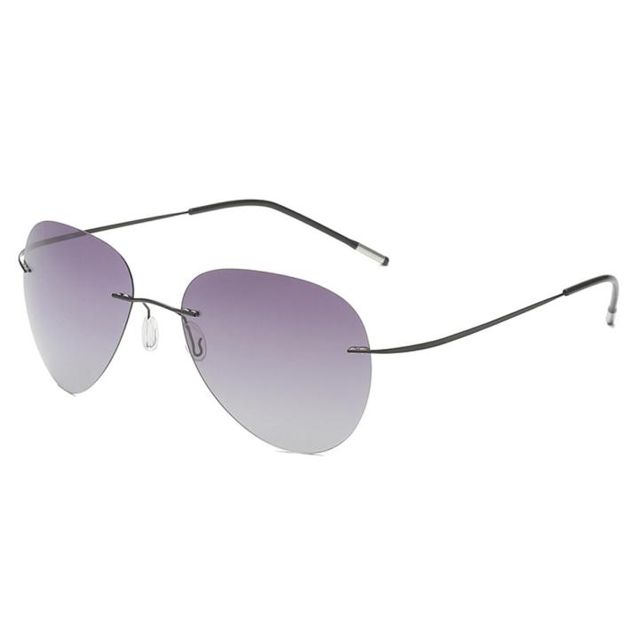 Ultra-Light Elastic Frameless round Polarized Sunglasses Men's Driving Night Vision Aviator Sunglasses