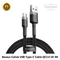 Baseus Cafule USB Type-C Cable Durable Nylon Braided Wire QC3.0 3A 1M black. 