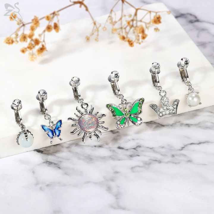 ZS%201%20Piece%20Non%20Piercing%20Stainless%20Steel%20Belly%20Button%20Ring%20Flower%20Butterfly%20Pendant%20Navel%20Rings%20faux%20Body%20Piercing%20Jewelry%20-%20Image%205