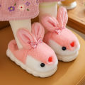 Children's cotton slippers winter cartoon cute rabbit boys and girls warm anti-slip home kids plush slippers. 
