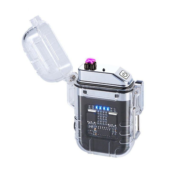 USB Rechargeable Plasma Dual ARC Lighter: Windproof and Waterproof for Outdoor Camping and Activities All-Weather Outdoor Charging Lighter