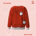 Bear alarround kids boy sweatshirt long sleeve red 100% cotton. 