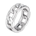 Stainless Steel 7mm Wide Band Ring Hip Hop Thumb Rings Fashion Cuban Link Chain Rings. 