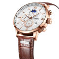 Quartz watches multifunctional calendar, speed measurement, waterproof watch, high-end business leather quartz watch.