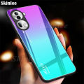 Phone case For OPPO Reno 11 Pro Back cover Gradient Tempered Glass Protector Mirror Hard Cover For OPPO Reno 11 Phone casing.