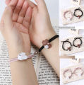 New Hugging Bear Bunny Magnetic Couple Bracelet Kid Friend tudent Cartoon Rubber Band Hair Rope Fahion Gift 1Pair.