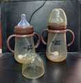 Baby Love PP feeding bottle 3-6 months 240/300ml old and over 1 year old baby duckbill cup children's straw drinking cup anti-flatulence anti-drop cup -1pcs. 
