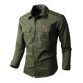 Men Cotton Military Shirts Mens Long Sleeve Casual Tactical Shirt Male Cargo Work Shirts Working Shirts Slim Fit Business Tops. 