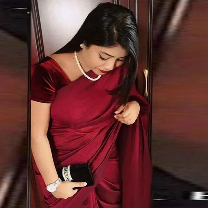 Japani Soft Silk Saree for Women- Deep Maroon - Sari - Saree - শাড়ি - Sari - Sari