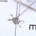 【Lejia】Wiccan Triple Moon Pendant Necklace Wicca Pagan Pentagram Witch. 