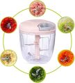 Manual Vegetable Chopper Garlic Meat Grinder Vegetable Onion Chopper Shredder Kitchen Accessories  for Kitchen, 3 Blade Stainless Steel, Pull String, Green (350ml). 