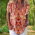 Fashion Women's T-shirt 3d Floral Print Tops Tees V Neck Short Sleeves Female Clothes Summer Large Size T Shirt Womans Clothing. 