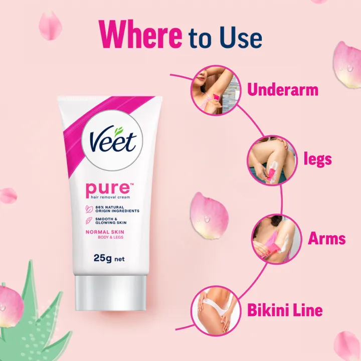 Veet%2025gm%20Normal%20Skin%20Hair%20Removal%20Cream%20for%20Body%20&%20Legs,%20Freshest%20Smell%20with%20Organic%20Aelo%20Vera%20and%20Rose%20Extract,%20Dermatologically%20Tested%20-%20Image%207