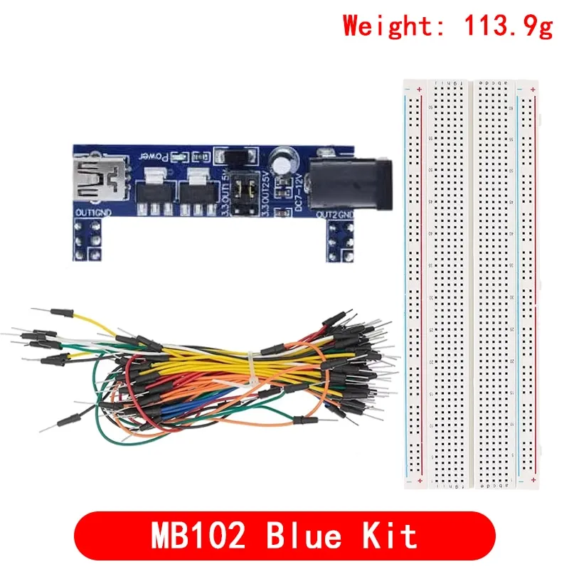 3.3V/5V MB102 Breadboard power module+MB-102 830 points Prototype Bread ...