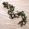 Vine Hanging Silk Artificial Rose Flowers for Wall Christmas Rattan Plants Leaves Garland Romantic Wedding Home Decoration.