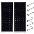 40/60 Piece/Set Stainless Steel L Shape Nose Stud Pack 20G Crystal Straight Stud Nose Ring Set Nose Stud Lot Piercing Nariz Pin.