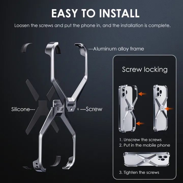 Luxury%20Aluminum%20Alloy%20Rimless%20Phone%20Case%20For%20iPhone%2015%2014%20Pro%20Max%20Metal%20X%20Type%20Removable%20Heat%20Dissipation%20Armor%20Shockproof%20Cover%20-%20Image%202