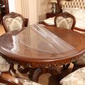 150cm PVC Round Table Carpet Transparent Waterproof Tablecloth Kitchen Pattern Table Cover Glass Soft Cloth Dining Table Mat. 