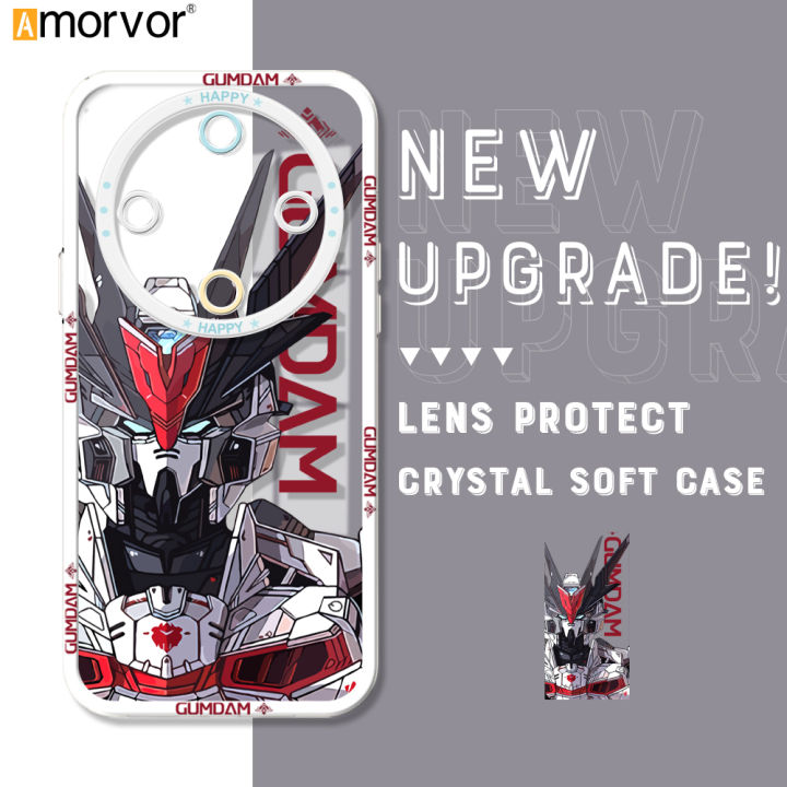 AMORVOR for Honor X9B 5G Back Cover Cool Mechanical Warrior Crystal Phone Cover Camera Protection Transparent TPU Soft Case