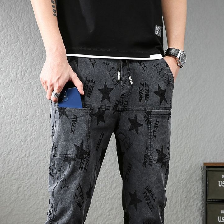 Brand%20Men's%20Skinny%20Jeans%20Men%20Slim%20Fit%20Denim%20Joggers%20Stretch%20Five%20Star%20Printed%20Six%20Pockets%20Male%20Jean%20Pencil%20Casual%20Cargo%20Pants%20-%20Image%202