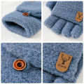 New Men's Winter Gloves Keeping Warm Dual-Purpose Student Half Finger Flip Jacquard Knitted Gloves Order.