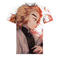 2023 Ghost Destroy Lian Yu Apricot Shoulang T-Shirt Short Sleeve Printed Men And Women With The Same Fashion Breathable Top.