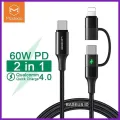 Mcdodo CA-712 2-in-1 60W Type-C to Lightning + Type-C Fast Charging Data Cable With Led Function -1.2m. 
