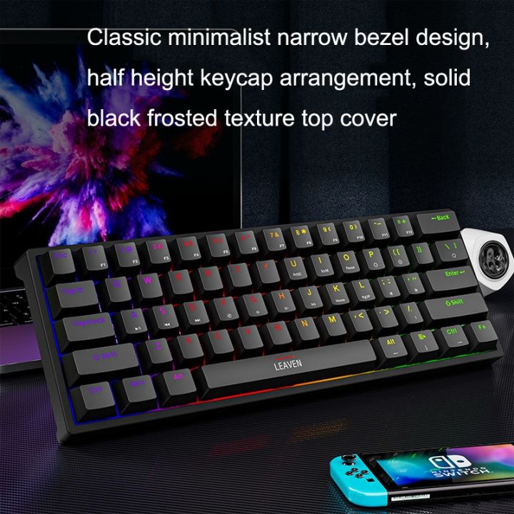 LEAVEN%20K620%2061%20Keys%20Hot%20Plug-in%20Glowing%20Game%20Wired%20Mechanical%20Keyboard,%20Cable%20Length:%201.8m,%20Color:%20Black%20White%20Green%20Shaft%20-%20Image%207
