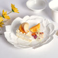 New Food Display Chinese Style Ceramic Plate Solid Color Household Plate Lotus Flower Lace Cake Exquisite Bread Dessert Plate. 