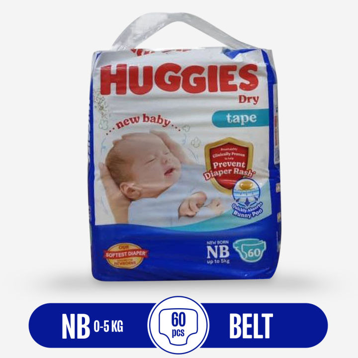 Huggies Diaper Dry Belt System NewBorn- (0-5) KG- 60 Pcs Daraz