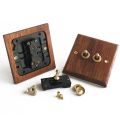 86 Type Solid Wood Panel Switch Wall Light Retro Brass Toggle Switch Wood Grain Electrical Switch Socket. 