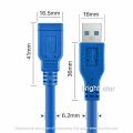 Hi Speed 15ft/5M USB 3.0 Extension Cable, A-Male to A-Female Data Cord 5Gbps M/F # Blue. 