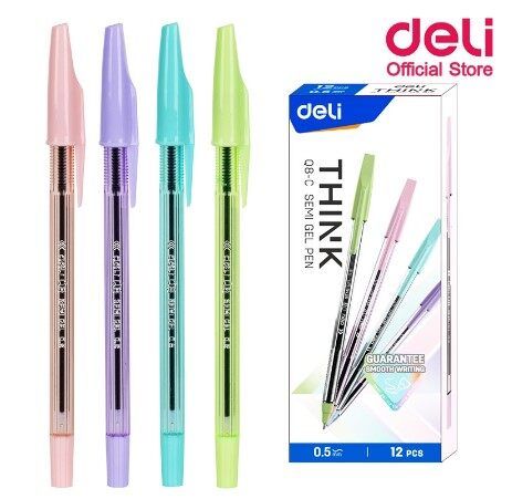 Deli EQ8-C Black Ink 0.7mm Semi Gel Pen - 12pcs