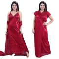 Sleep in Style with Women's 2-Part Long Solid Night Dress Set A Fashionable and Comfortable Choice for Nighttime Wardrobe.