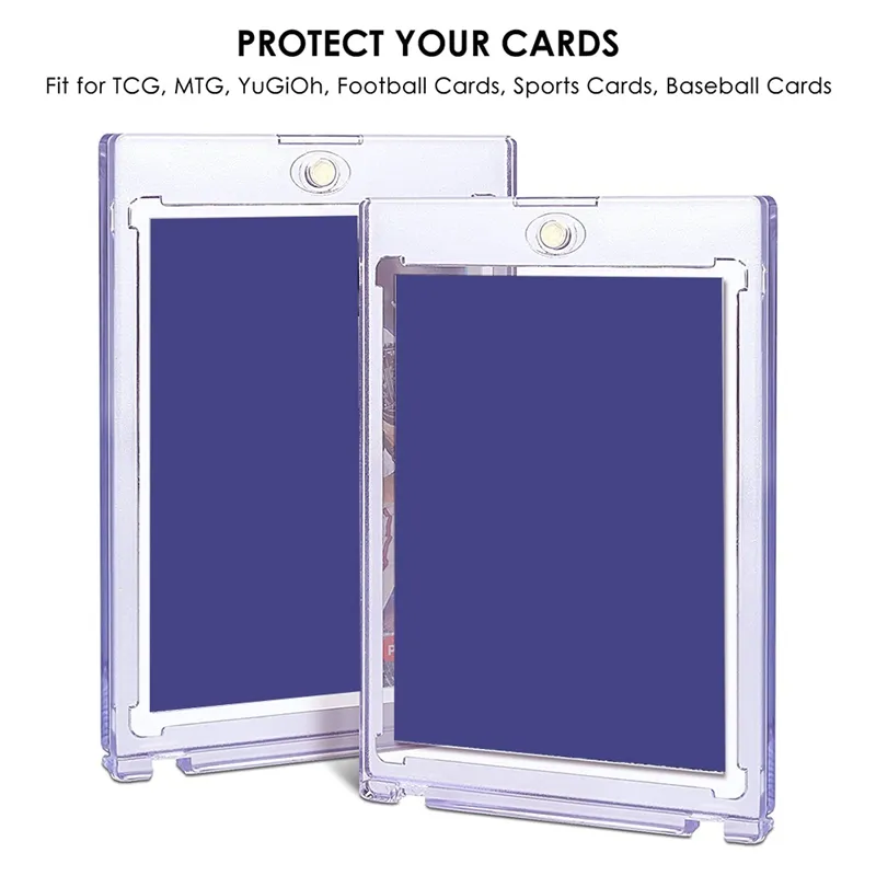 WEDAMOO Lot De 6 Porte-Cartes Magnétiques 35PT + Chevalets Bois - Protection Ultra Claire Pour Cartes Magic, Sport, Pokémon, Baseball, Football