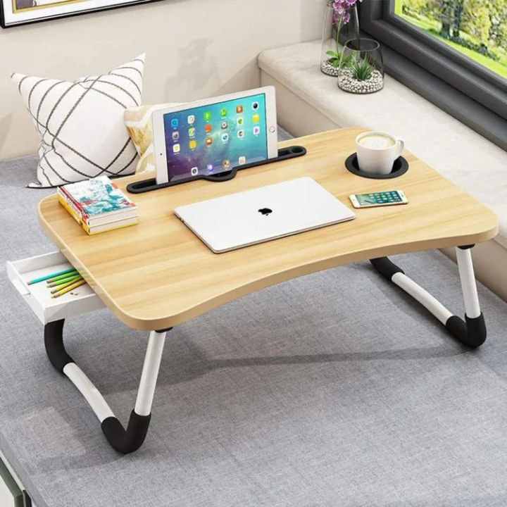 Portable Foldable Home Laptop Table/Notebook Stand Desk/Table for Study- Laptop Stand - Wood Color