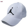 Black Embroidery Jordan Logo Full White Curved Cap For Men.