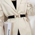 【beauty code store】2021 Designer luxury triangle elastic belt ladies decorative suit coat ladies waist dress black woman belt. 