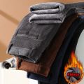 Winter Men's Fleece Corduroy Pants Business Fashion Classic Style Thick Warm Stretch Trousers Male Brand Clothing. 