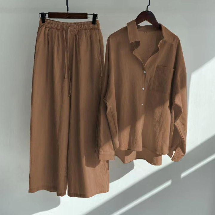 Women%20Linen%20Cotton%20Two%20Piece%20Set%20Shirt%20and%20Pant%20Plus%20Size%20Shirt%20High%20Waist%20Pant%20-%20Image%202