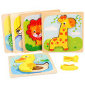 Hot Selling Toys Wooden Children Cartoon 3D Puzzle Model Training Concentration Early Education Building Blocks Animal Matching Puzzle 3d. 