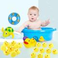 TE Kawaii Cute Cartoon Duck Baby Squeaky Rubber Ducks Bath Water Swimming Toys yellow & red. 