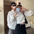Spring and Autumn New Korean Style Loose Design POLO Young Couple Clothes Long Sleeve Shirt Top Female Student Fashion.