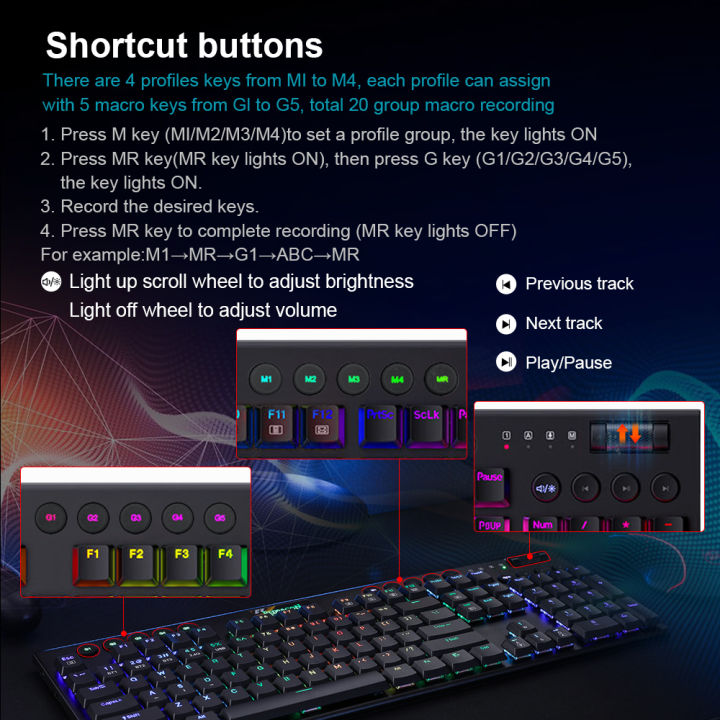 REDRAGON%20Horus%20K618%20RGB%20support%20Bluetooth%205.0%20wireless%20USB%202.4G%203%20mode%20Mechanical%20Gaming%20Keyboard%20104%20Keys%20for%20Compute%20PC%20Laptop%20-%20Image%205