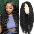 Europe and America Cross Border Chemical Fiber Wig deep wave Small Lace Mid-Length Long Curly Wig Headgear lace wigs.