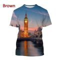 2023 New British London Big Ben Printed Short-sleeved T Shirt Men and Women Casual Clock Tower Building Streetwear Top.