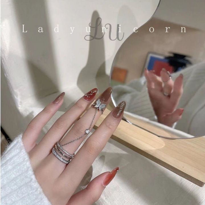 Double%20Finger%20Chain%20Rings%20Women's%20Fashion%20Jewelry%20Band%20Rings%20-%20Image%207