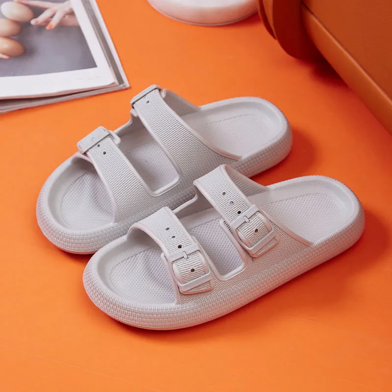 Thick Platform Cloud Slides for Women 2023 Summer Double Buckle